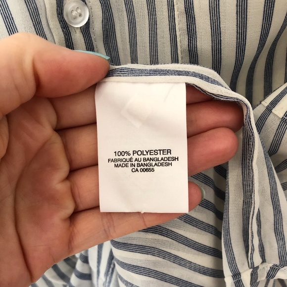 SMART SET Blue & White Striped Button Down Blouse - Picture 8 of 9